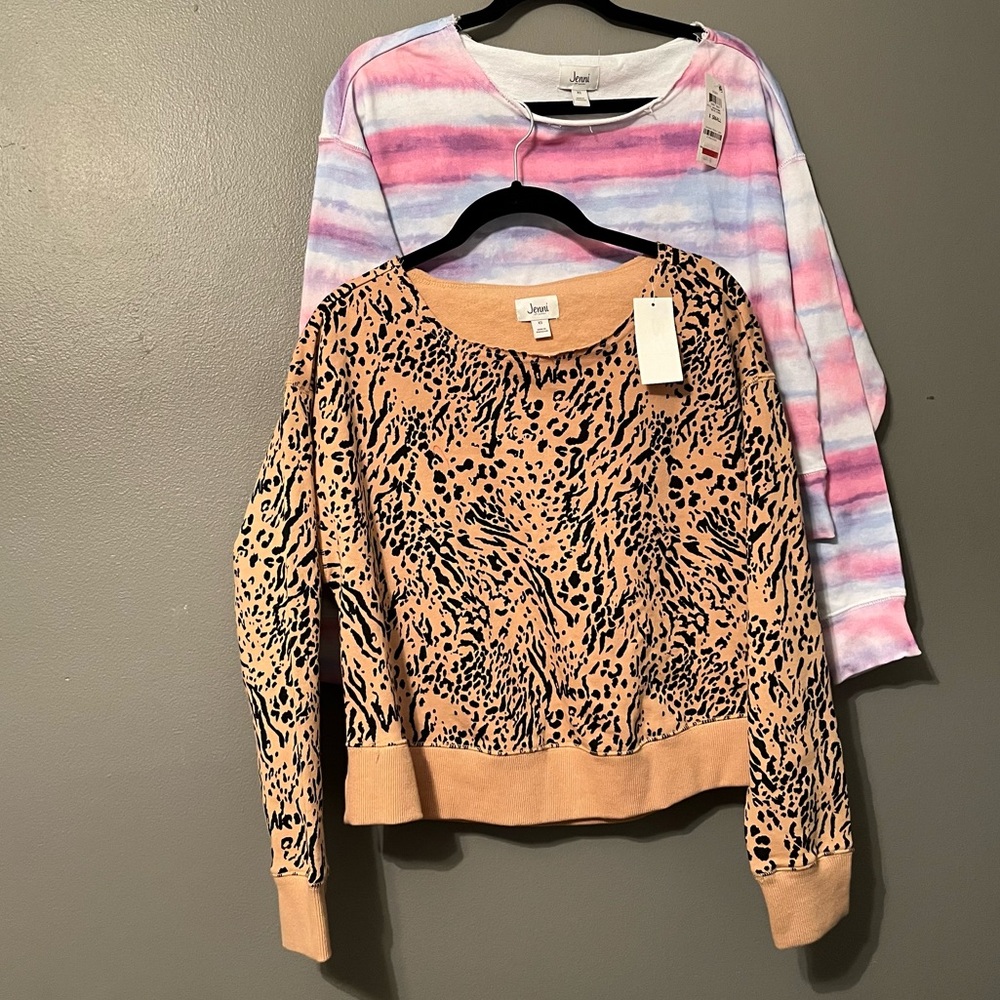 Lot of NWT Jenni Sz XS Leopard & Stripe Sweatshirts!